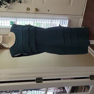 Cremieux teal sleeveless dress layers lined skirt stretch Size 14 Excellent…